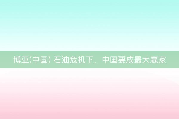 博亚(中国) 石油危机下,中国要成最大赢家