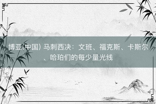 博亚(中国) 马刺西决：文班、福克斯、卡斯尔、哈珀们的每少量光线