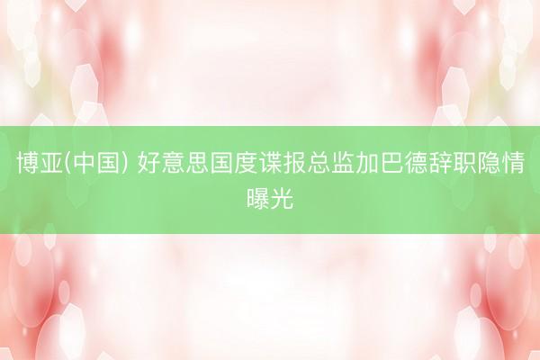 博亚(中国) 好意思国度谍报总监加巴德辞职隐情曝光