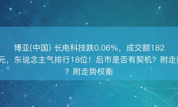 博亚(中国) 长电科技跌0.06%，成交额182.17亿元，东说念主气排行18位！后市是否有契机？附走势权衡