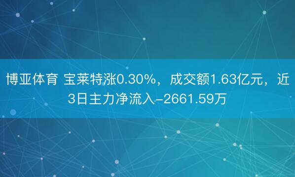 博亚体育 宝莱特涨0.30%,成交额1.63亿元,近3日主力净流入-2661.59万
