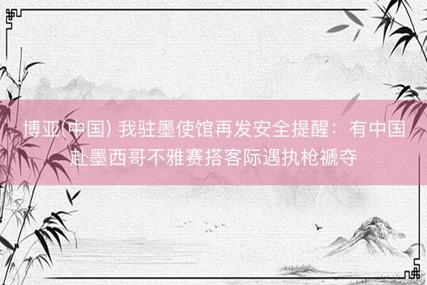 博亚(中国) 我驻墨使馆再发安全提醒:有中国赴墨西哥不雅赛搭客际遇执枪褫夺