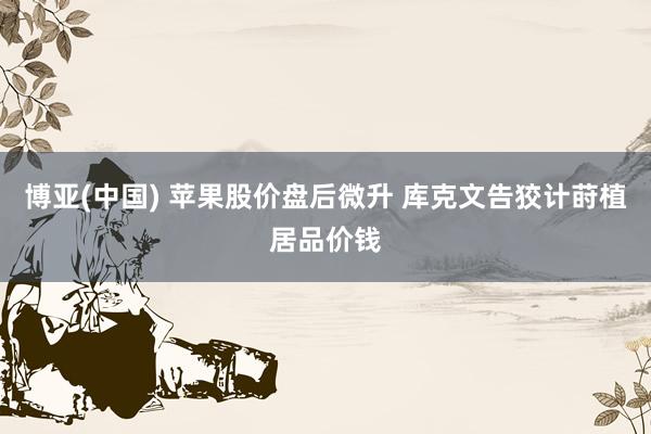 博亚(中国) 苹果股价盘后微升 库克文告狡计莳植居品价钱